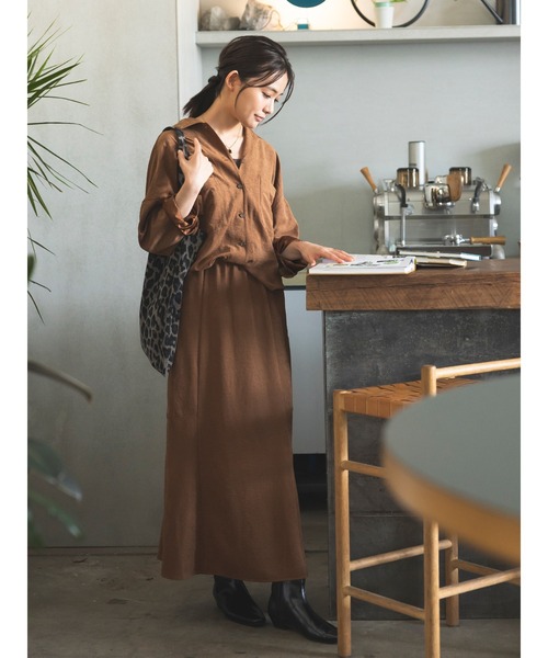 Te chichi(テチチ)の「【UVカット/マシンウォッシャブル】スエードライクシャツ(セットアップ可)(シャツ/ブラウス・レディース・チャコールグレー/ブラウン/オフホワイト・F)」の5枚目の写真