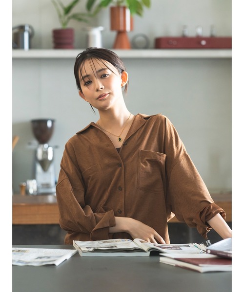 Te chichi(テチチ)の「【UVカット/マシンウォッシャブル】スエードライクシャツ(セットアップ可)(シャツ/ブラウス・レディース・チャコールグレー/ブラウン/オフホワイト・F)」の18枚目の写真