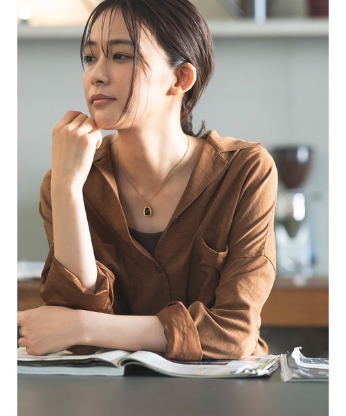 Te chichi(テチチ)の「【UVカット/マシンウォッシャブル】スエードライクシャツ(セットアップ可)(シャツ/ブラウス・レディース・チャコールグレー/ブラウン/オフホワイト・F)」の8枚目の写真
