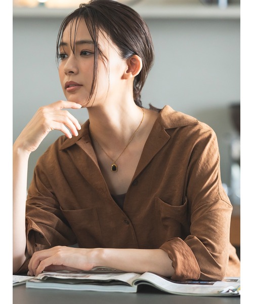 Te chichi(テチチ)の「【UVカット/マシンウォッシャブル】スエードライクシャツ(セットアップ可)(シャツ/ブラウス・レディース・チャコールグレー/ブラウン/オフホワイト・F)」の9枚目の写真