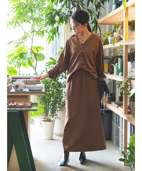 Te chichi(テチチ)の「【UVカット/マシンウォッシャブル】スエードライクシャツ(セットアップ可)(シャツ/ブラウス・レディース・チャコールグレー/ブラウン/オフホワイト・F)」の15枚目の写真