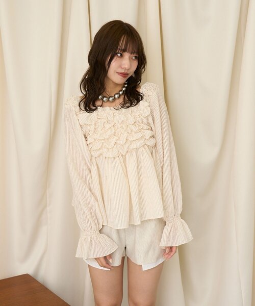 CIAOPANIC（チャオパニック）の「【neutral】クシュクシュキャンディースリーブブラウス（シャツ/ブラウス・レディース・ブラック/ホワイト・FREE）」の5枚目の写真