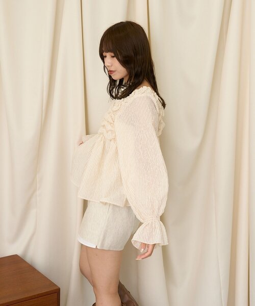 CIAOPANIC（チャオパニック）の「【neutral】クシュクシュキャンディースリーブブラウス（シャツ/ブラウス・レディース・ブラック/ホワイト・FREE）」の9枚目の写真