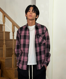 AMOU Core Flannel Shirts PINK