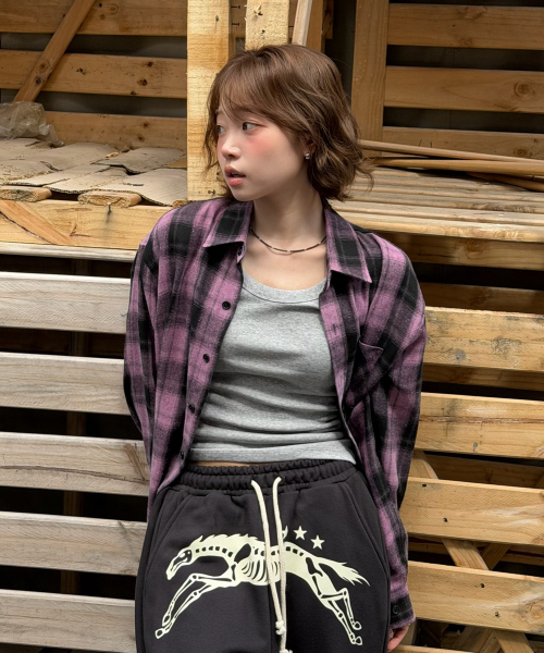 AMOU(アモウ)の「AMOU Core Flannel Shirts PINK(シャツ/ブラウス・レディース・その他・1/2)」の6枚目の写真