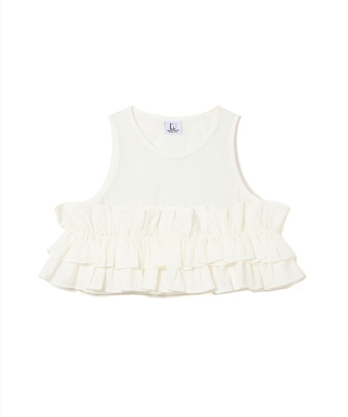 NON TOKYO(ノントーキョー)の「NON TOKYO/ノントーキョー/FRILL MESH SHORT TANK-TOPフリルメッシュショートタンクトップ(タンクトップ・レディース・ピンク/ブルー/ホワイト・F)」の6枚目の写真