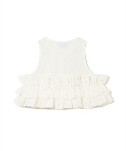 NON TOKYO(ノントーキョー)の「NON TOKYO/ノントーキョー/FRILL MESH SHORT TANK-TOPフリルメッシュショートタンクトップ(タンクトップ・レディース・ピンク/ブルー/ホワイト・F)」の7枚目の写真