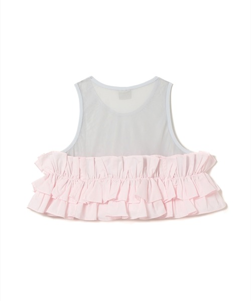 NON TOKYO(ノントーキョー)の「NON TOKYO/ノントーキョー/FRILL MESH SHORT TANK-TOPフリルメッシュショートタンクトップ(タンクトップ・レディース・ピンク/ブルー/ホワイト・F)」の18枚目の写真