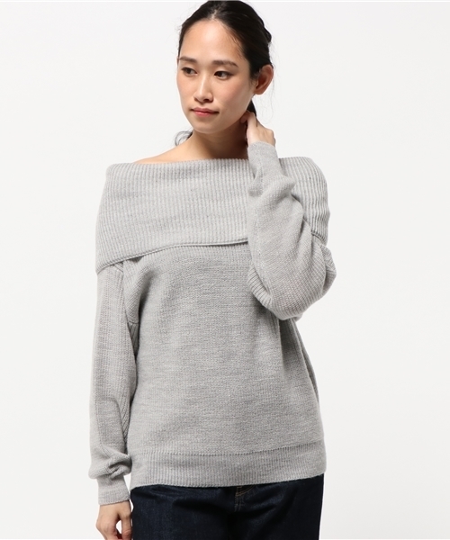 laboratory work（ラボラトリーワーク）の「ウール混畦オフタートルプルオーバー（ニット/セーター・レディース・ブラック/モカ/オフホワイト/杢グレー・MEDIUM）」の12枚目の写真