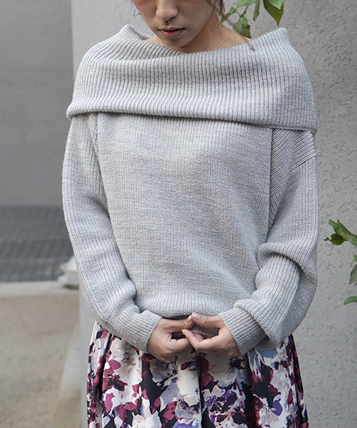 laboratory work（ラボラトリーワーク）の「ウール混畦オフタートルプルオーバー（ニット/セーター・レディース・ブラック/モカ/オフホワイト/杢グレー・MEDIUM）」の14枚目の写真