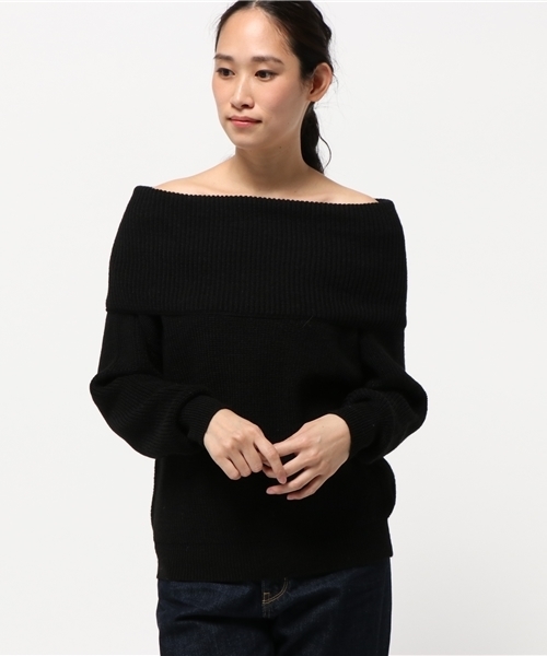 laboratory work（ラボラトリーワーク）の「ウール混畦オフタートルプルオーバー（ニット/セーター・レディース・ブラック/モカ/オフホワイト/杢グレー・MEDIUM）」の17枚目の写真