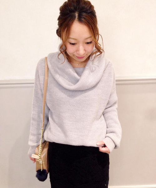 laboratory work（ラボラトリーワーク）の「ウール混畦オフタートルプルオーバー（ニット/セーター・レディース・ブラック/モカ/オフホワイト/杢グレー・MEDIUM）」の19枚目の写真