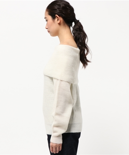 laboratory work（ラボラトリーワーク）の「ウール混畦オフタートルプルオーバー（ニット/セーター・レディース・ブラック/モカ/オフホワイト/杢グレー・MEDIUM）」の6枚目の写真