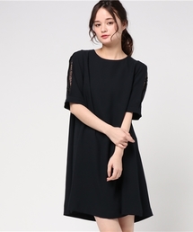 mysty woman | 【結婚式・お呼ばれスタイルに】バックサテン×レースAラインワンピース(ドレス)