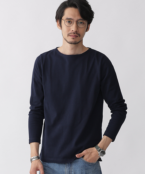 NANO universe（ナノユニバース）の「アメリカンコットンボートネックTシャツ（Tシャツ/カットソー・メンズ・ネイビー/ホワイト/カーキ・X-LARGE/MEDIUM/SMALL/LARGE）」の3枚目の写真