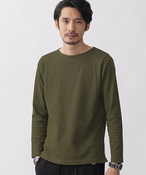 NANO universe（ナノユニバース）の「アメリカンコットンボートネックTシャツ（Tシャツ/カットソー・メンズ・ネイビー/ホワイト/カーキ・X-LARGE/MEDIUM/SMALL/LARGE）」の2枚目の写真