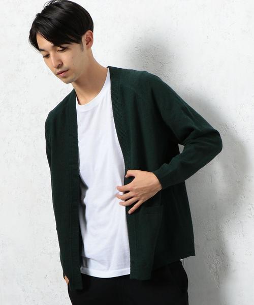 green label relaxing（グリーンレーベルリラクシング）の「ST ミニブークレ イージーカーディガン ◆（カーディガン/ボレロ・メンズ・ブラック/マスタード/ダークグリーン・MEDIUM/LARGE/SMALL）」の2枚目の写真