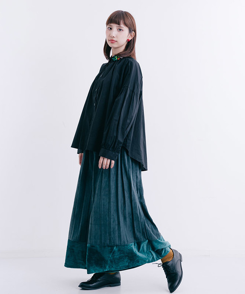MERLOT（メルロー）の「コットンフラワー刺繍襟シャツ7110（シャツ/ブラウス・レディース・ホワイト/グリーン/ブラック・FREE）」の16枚目の写真