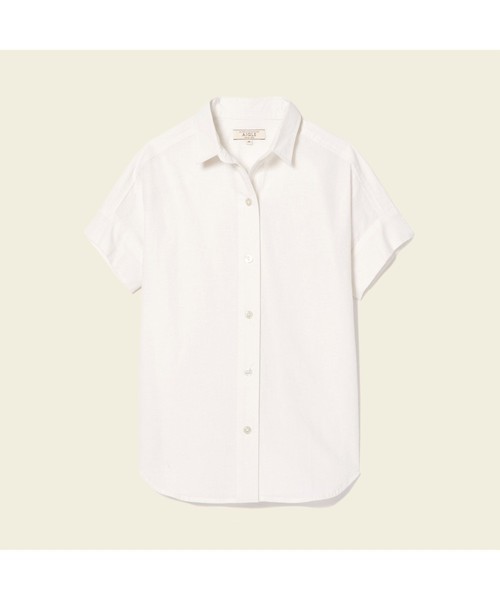 AIGLE（エーグル）の「コットンリネン リラックスシルエットシャツ（シャツ/ブラウス・レディース・ライトベージュ/オフホワイト・36/38/40）」の5枚目の写真