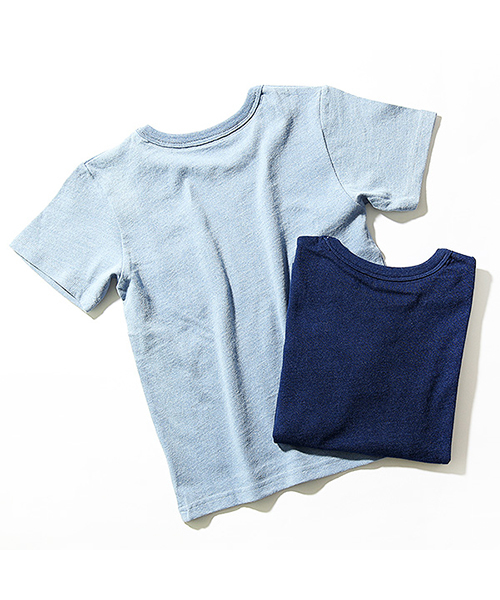 devirock（デビロック）の「ポケット付カットデニムワンポイント刺繍半袖Tシャツ（Tシャツ/カットソー・キッズ・ネイビー/サックスブルー・110cm/100cm/120cm/130cm/140cm/150cm/160cm）」の4枚目の写真