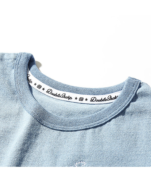 devirock（デビロック）の「ポケット付カットデニムワンポイント刺繍半袖Tシャツ（Tシャツ/カットソー・キッズ・ネイビー/サックスブルー・110cm/100cm/120cm/130cm/140cm/150cm/160cm）」の5枚目の写真