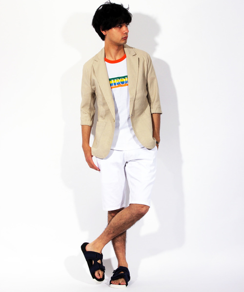 ８(eight)（エイト）の「7分袖 テーラードジャケット 綿 麻 ブレザー（テーラードジャケット・メンズ・ホワイト/ブラック/ベージュ/カーキ/ネイビー・MEDIUM/LARGE/X-LARGE）」の8枚目の写真