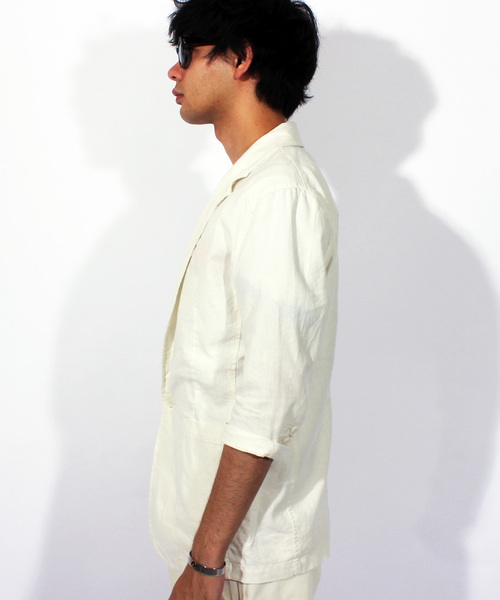 ８(eight)（エイト）の「7分袖 テーラードジャケット 綿 麻 ブレザー（テーラードジャケット・メンズ・ホワイト/ブラック/ベージュ/カーキ/ネイビー・MEDIUM/LARGE/X-LARGE）」の11枚目の写真