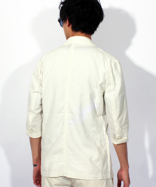 ８(eight)（エイト）の「7分袖 テーラードジャケット 綿 麻 ブレザー（テーラードジャケット・メンズ・ホワイト/ブラック/ベージュ/カーキ/ネイビー・MEDIUM/LARGE/X-LARGE）」の12枚目の写真