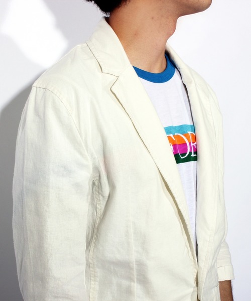 ８(eight)（エイト）の「7分袖 テーラードジャケット 綿 麻 ブレザー（テーラードジャケット・メンズ・ホワイト/ブラック/ベージュ/カーキ/ネイビー・MEDIUM/LARGE/X-LARGE）」の14枚目の写真