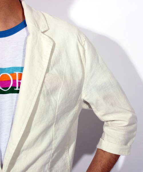 ８(eight)（エイト）の「7分袖 テーラードジャケット 綿 麻 ブレザー（テーラードジャケット・メンズ・ホワイト/ブラック/ベージュ/カーキ/ネイビー・MEDIUM/LARGE/X-LARGE）」の15枚目の写真