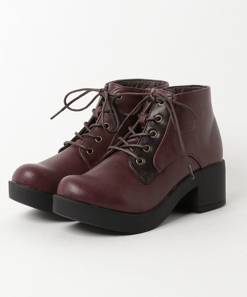 byあしながおじさん（バイアシナガオジサン）の「◆ byあしながおじさん ◆ 厚底レースアップブーツ 8980443（ブーツ・レディース・ブラック/マルチ/ダークブラウン/ワインレッド・22.5cm/23.0cm/23.5cm/24.0cm/24.5cm）」の4枚目の写真