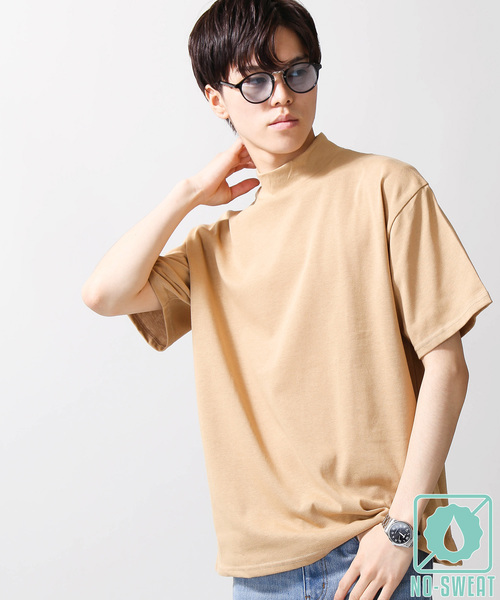 WEGO（ウィゴー）の「WEGO/USAコットンモックネックTシャツ（Tシャツ/カットソー・メンズ・ホワイト/ブラック/ベージュ/パープル・MEDIUM/LARGE）」の4枚目の写真