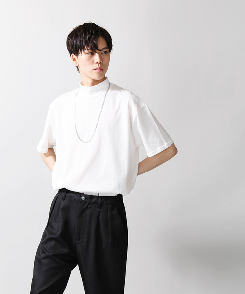 WEGO（ウィゴー）の「WEGO/USAコットンモックネックTシャツ（Tシャツ/カットソー・メンズ・ホワイト/ブラック/ベージュ/パープル・MEDIUM/LARGE）」の8枚目の写真