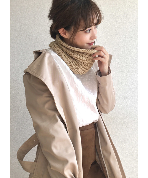 Jubilee Fabric（ジュビリーファブリック）の「スヌード　スムースマテリアル（ネックウォーマー/スヌード・レディース・パープル/グリーン/ダークグレー/ネイビー/マスタード/ナチュラル/ブラック/ライトグレー/ワイン/ホワイト/グレー/ベージュ/ダークブラウン・FREE）」の8枚目の写真