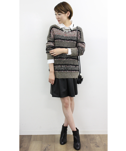 GALLARDAGALANTE（ガリャルダガランテ）の「MIXボーダーニット（ニット/セーター・レディース・グレー/ブラウン・FREE）」の10枚目の写真