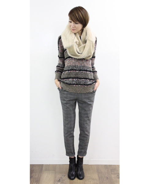 GALLARDAGALANTE（ガリャルダガランテ）の「MIXボーダーニット（ニット/セーター・レディース・グレー/ブラウン・FREE）」の12枚目の写真