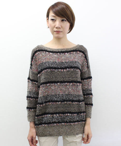 GALLARDAGALANTE（ガリャルダガランテ）の「MIXボーダーニット（ニット/セーター・レディース・グレー/ブラウン・FREE）」の8枚目の写真