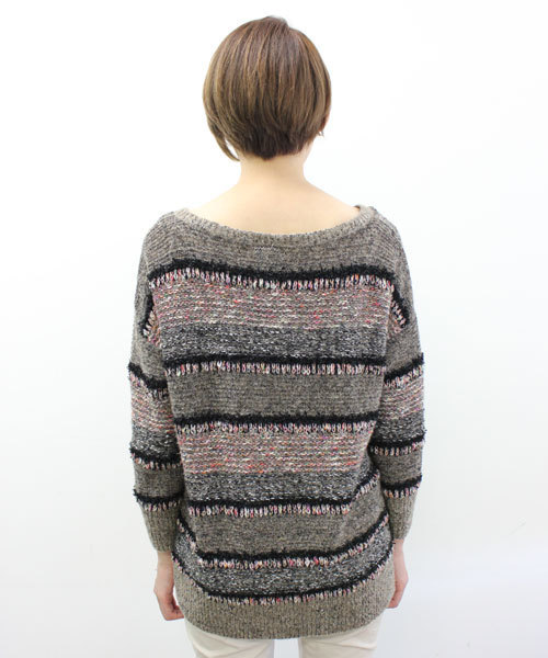 GALLARDAGALANTE（ガリャルダガランテ）の「MIXボーダーニット（ニット/セーター・レディース・グレー/ブラウン・FREE）」の6枚目の写真