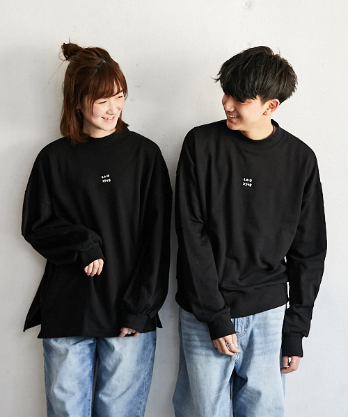 PairPair（ペアペア）の「裏毛ボックスロゴ刺繍プルオーバー（Tシャツ/カットソー・メンズ・ブラック/ベージュ・FREE）」の3枚目の写真