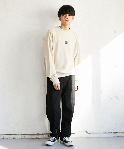 PairPair（ペアペア）の「裏毛ボックスロゴ刺繍プルオーバー（Tシャツ/カットソー・メンズ・ブラック/ベージュ・FREE）」の11枚目の写真