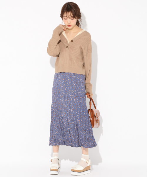 Heather(ヘザー)の「ハナガラロングプリーツスカート 829115(スカート・レディース・ライトブルー/アイボリー/ブラック・FREE)」の19枚目の写真