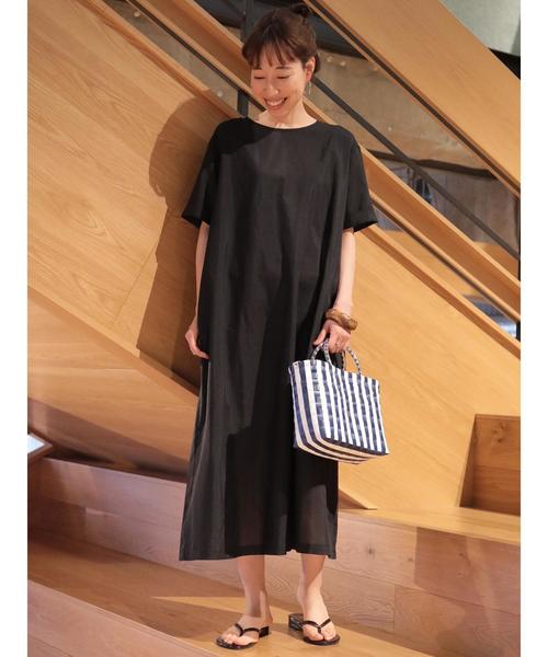 リネン混ワンピース リネン混ワンピース