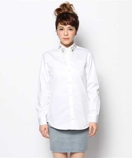 31 Sons de mode（トランテアン　ソン　ドゥ　モード）の「ビジューカラードッキングシャツ　ｂｙ　Ｋａｏｒｉ　Ｉｓｅｋｉ（シャツ/ブラウス・レディース・オフホワイト/サックスブルー・36/38）」の13枚目の写真