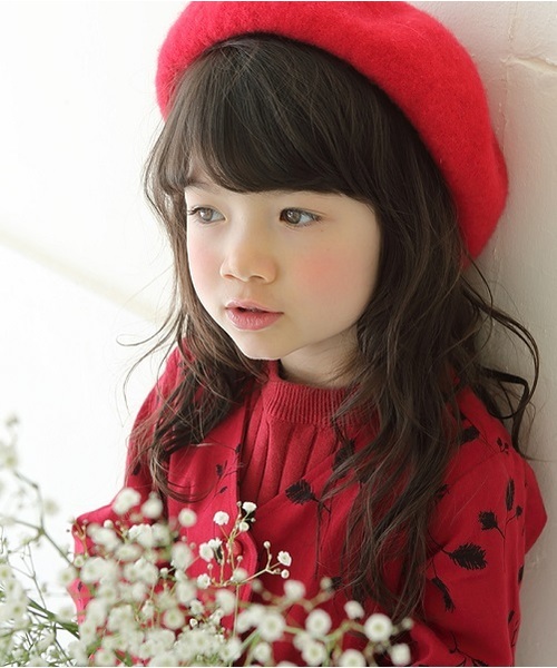 MR（まる）の「[50-54cm]ベレー帽（ハンチング/ベレー帽・キッズ・ホワイト/ブラック/レッド・フリー）」の3枚目の写真