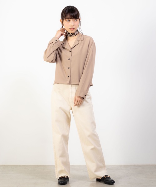 WEGO（ウィゴー）の「WEGO/オープンカラークロップドシャツ（シャツ/ブラウス・レディース・ブラック/ベージュ/パープル/ブラウン/ピンク/ブラック系その他4・FREE）」の13枚目の写真
