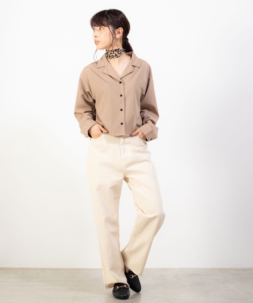 WEGO（ウィゴー）の「WEGO/オープンカラークロップドシャツ（シャツ/ブラウス・レディース・ブラック/ベージュ/パープル/ブラウン/ピンク/ブラック系その他4・FREE）」の15枚目の写真
