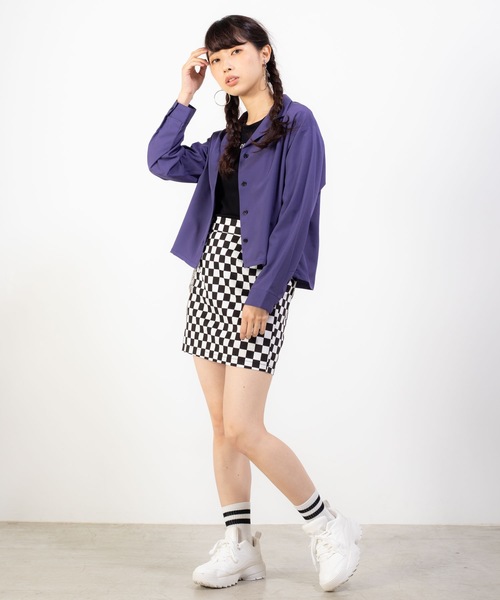 WEGO（ウィゴー）の「WEGO/オープンカラークロップドシャツ（シャツ/ブラウス・レディース・ブラック/ベージュ/パープル/ブラウン/ピンク/ブラック系その他4・FREE）」の16枚目の写真