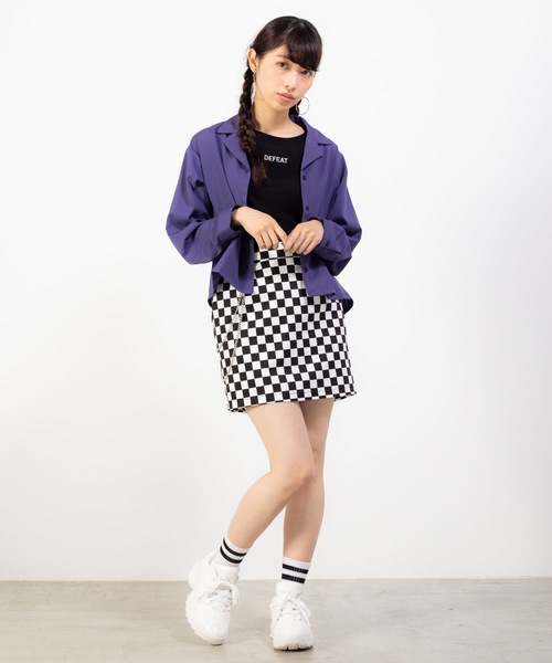 WEGO（ウィゴー）の「WEGO/オープンカラークロップドシャツ（シャツ/ブラウス・レディース・ブラック/ベージュ/パープル/ブラウン/ピンク/ブラック系その他4・FREE）」の17枚目の写真