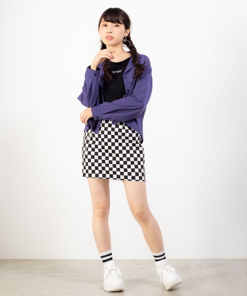 WEGO（ウィゴー）の「WEGO/オープンカラークロップドシャツ（シャツ/ブラウス・レディース・ブラック/ベージュ/パープル/ブラウン/ピンク/ブラック系その他4・FREE）」の18枚目の写真