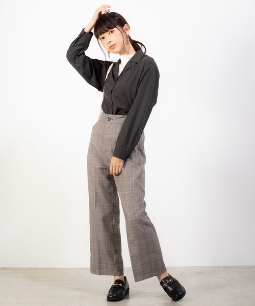 WEGO（ウィゴー）の「WEGO/オープンカラークロップドシャツ（シャツ/ブラウス・レディース・ブラック/ベージュ/パープル/ブラウン/ピンク/ブラック系その他4・FREE）」の19枚目の写真